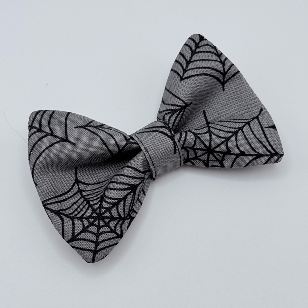 Small dog or cat Halloween over the collar bow tue with spider web print